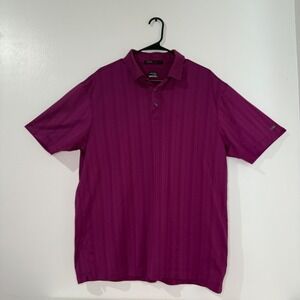 Tiger Woods Collection Fit Dry Golf Polo Shirt XL Short Sleeve Pink Nike Stripe